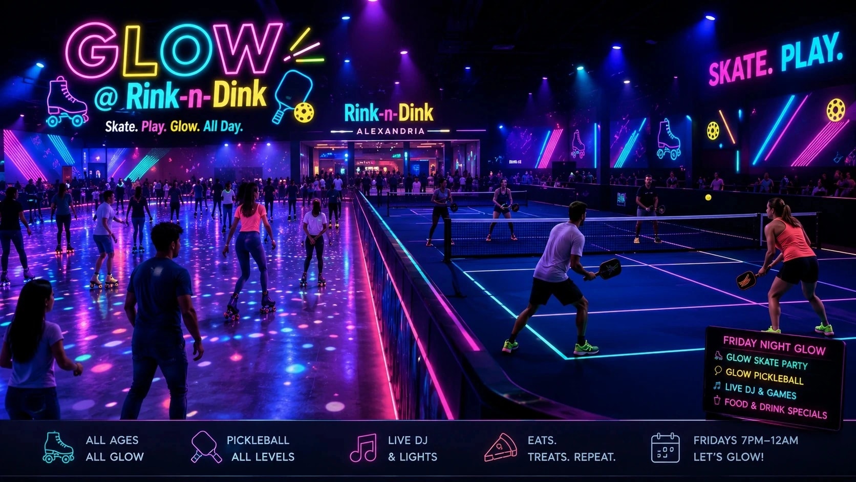Friday Night Glow concept at Rink-n-Dink